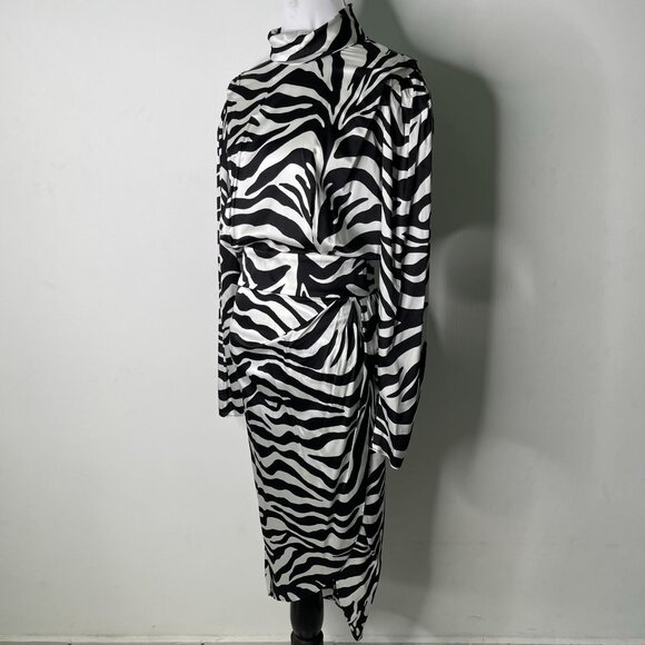 NWT Ronny Kobo Women's Black White Kiara Long Sleeve Midi Dress Size Small - Picture 4 of 15